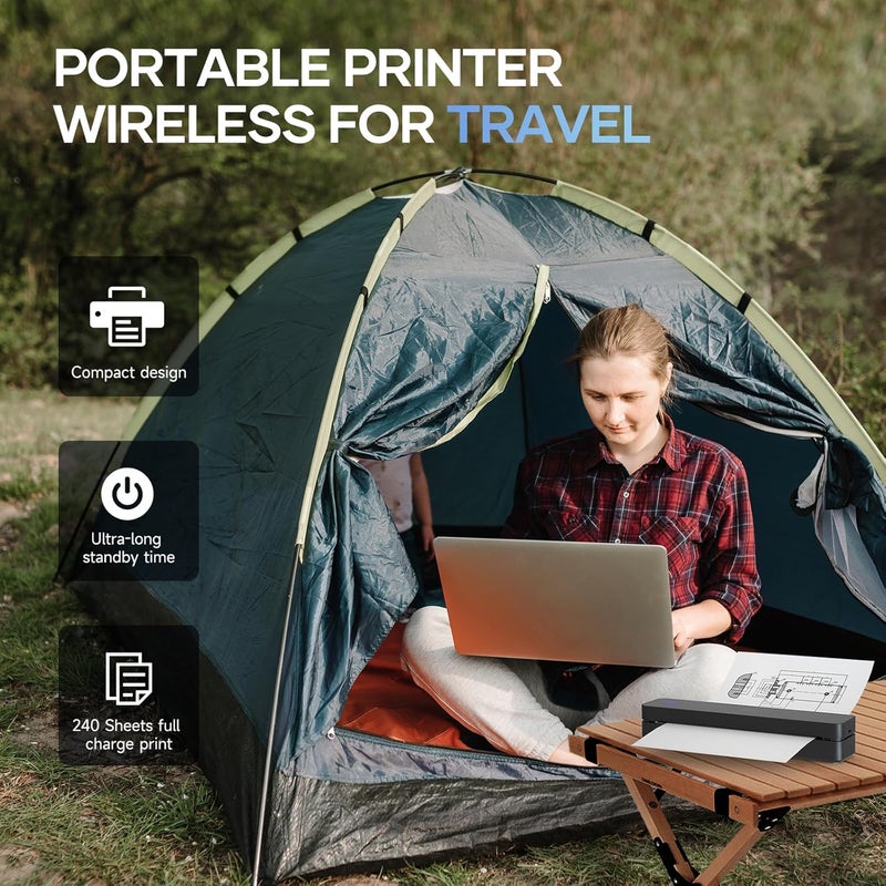 iDPRT Portable-Printer Wireless for Travel,300DPI Inkless Thermal Small Printers for Home Use,Office,Vehicles,Mobile Bluetooth Printer Supports 8.5" x 11" US Letter,for Smartphone & PC,Black - Image 4
